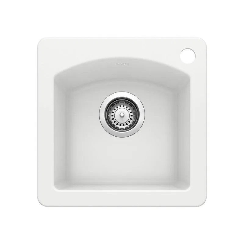 BLANCO 440205 Diamond 15 x 15 in. 1 Hole Drop-in and Undermount Granite Bar Sink in White