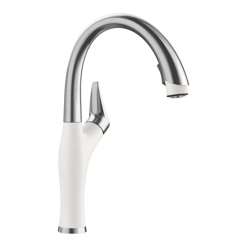 Blanco 442036 Artona Single Handle Pull Down Kitchen Faucet PVD Steel/White