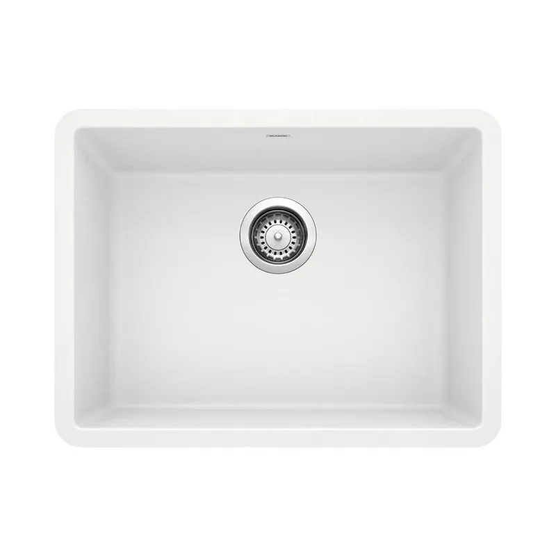 BLANCO 522414 Precis 23-1/2 x 17-3/4 in. No Hole Composite Single Bowl Undermount Kitchen Sink in White