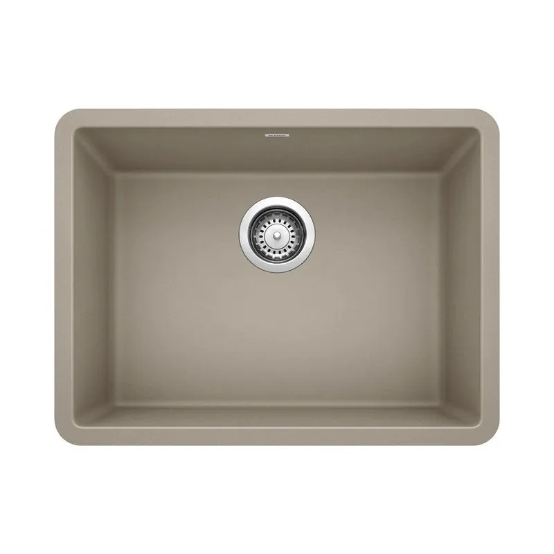 BLANCO 522417 Precis 23-1/2 x 17-3/4 in. No Hole Composite Single Bowl Undermount Kitchen Sink in Truffle