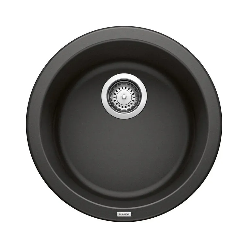 BLANCO 525960 Rondo 17-3/4 x 17-3/4 in. 1-Hole Dual Mount Granite Composite Bar Sink in Coal Black
