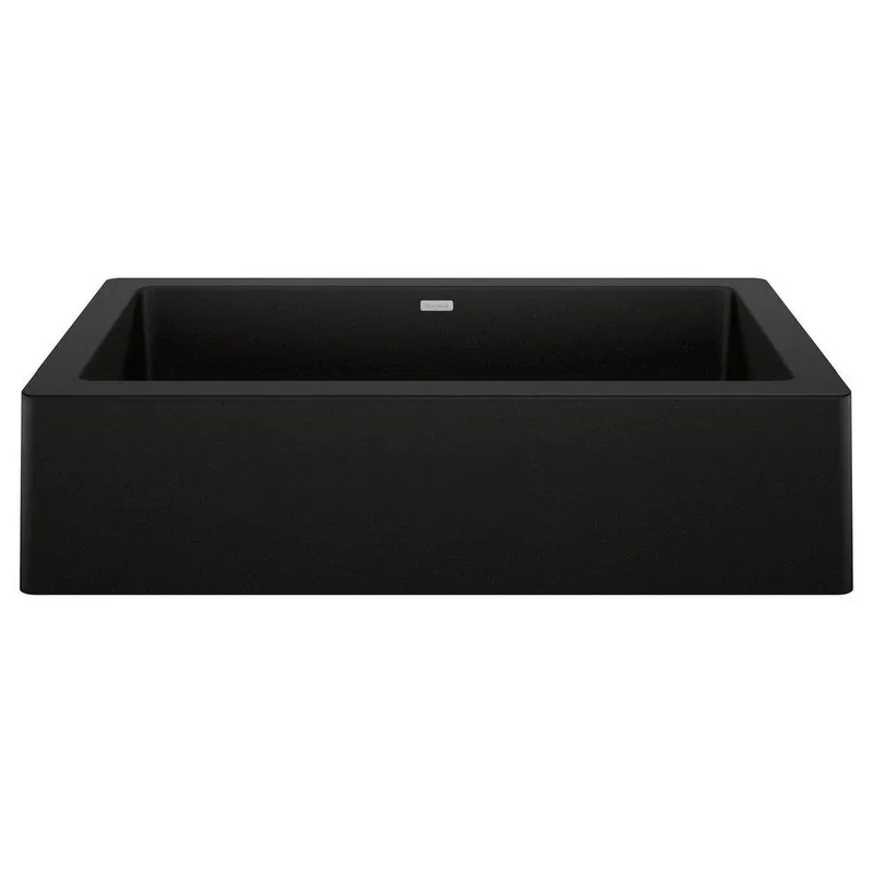 BLANCO 526545 Vintera 29-13/16 x 19 in. No Hole Granite Composite Single Bowl Farmhouse Kitchen Sink in Coal Black