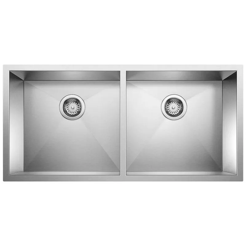 BLANCO 516212 Precision 37 x 18 in No Hole Stainless Steel Double Bowl Undermount Kitchen Sink