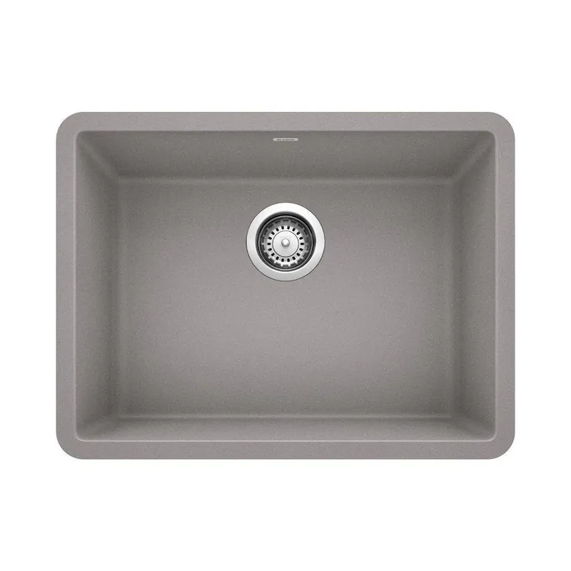 BLANCO 522413 Precis 23-1/2 x 17-3/4 in. No Hole Composite Single Bowl Undermount Kitchen Sink in Metallic Grey