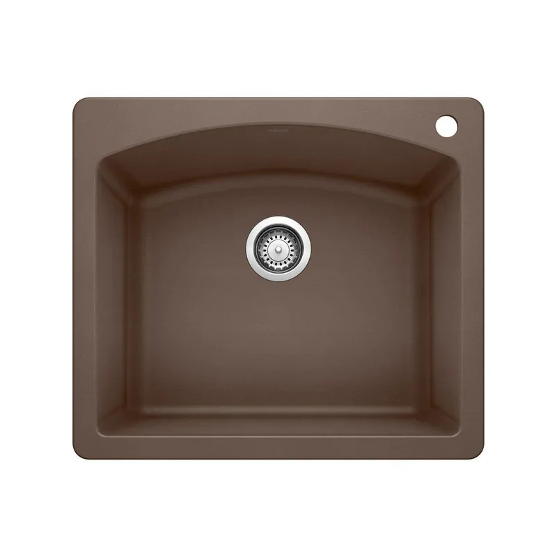 BLANCO 440208 Diamond 25 x 22 in. 1 Hole Composite Single Bowl Dual Mount Kitchen Sink in Cafe Brown
