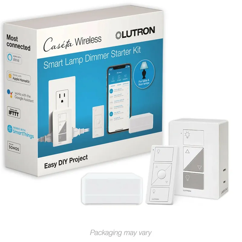 Lutron P-BDG-PKG1P Caseta Wireless Smart Lighting Dimmer Switch Starter Kit