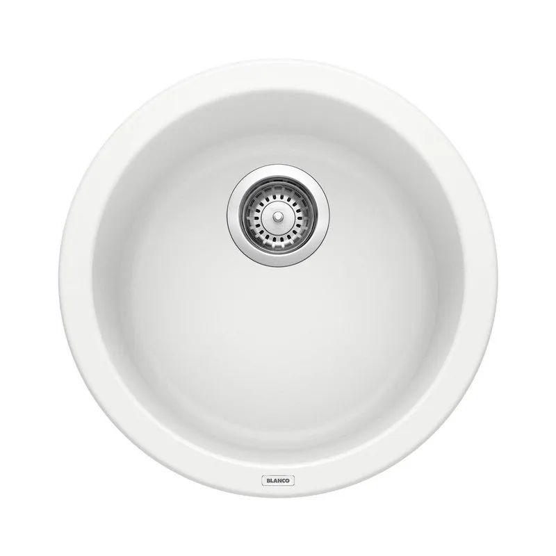 BLANCO 511631 Rondo 17-11/16 x 17-11/16 in. Drop-in and Undermount Granite Bar Sink in White