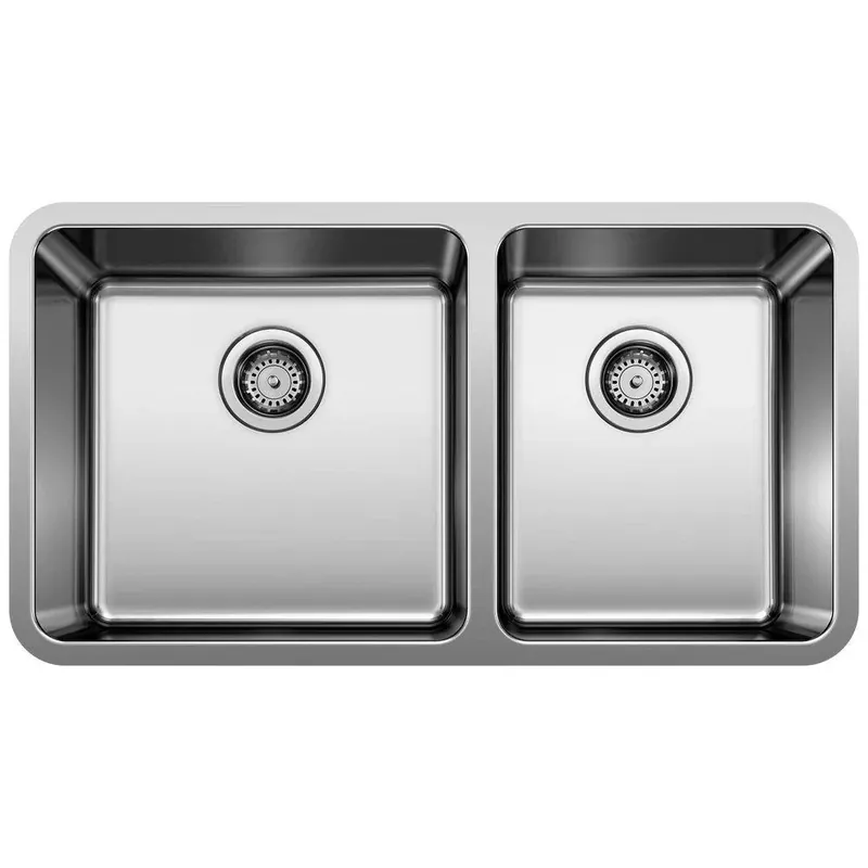 Blanco 442769 Formera 33 x 18 in. No Hole Stainless Steel Double Bowl Undermount Kitchen Sink B442769