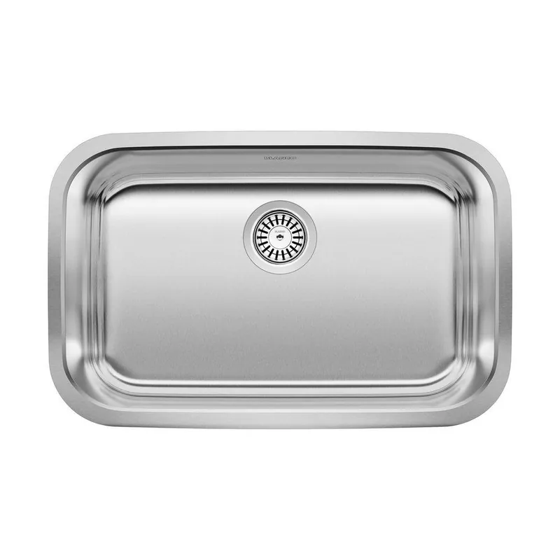 BLANCO 441529 Stellar 28 x 18 in. No Hole Stainless Steel Single Bowl Undermount Kitchen Sink Refined Brushed Stainless Steel