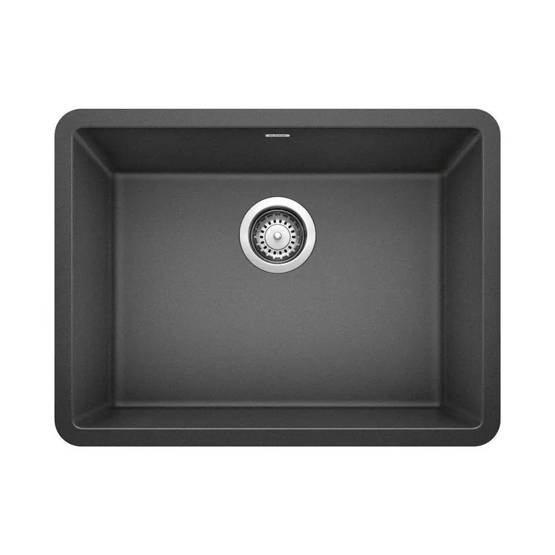 BLANCO 522258 Precis 23-1/2 x 17-3/4 in. No Hole Composite Single Bowl Undermount Kitchen Sink in Anthracite