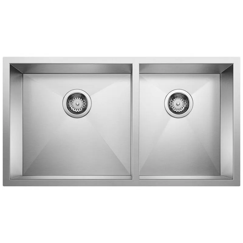 BLANCO 443054 Quatrus 33 in x 18 in Stainless Steel Undermount Kitchen Sink in Satin