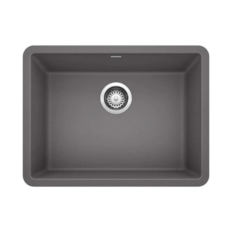 BLANCO 522412 Precis 23-1/2 x 17-3/4 in. No Hole Composite Single Bowl Undermount Kitchen Sink in Cinder