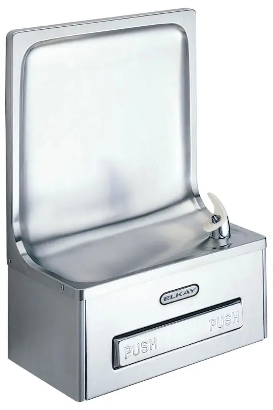Elkay EDFP19C Wall Mount Simulated Semi-Recessed Fountain, Non-Filtered Non-Refrigerated Stainless