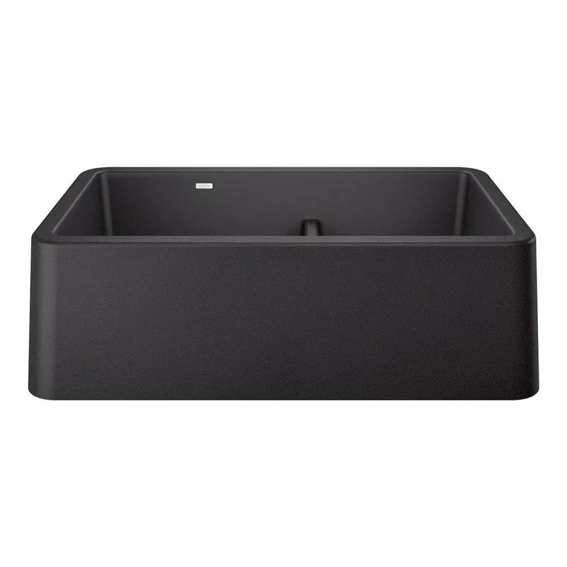 BLANCO 402322 Ikon 33 x 19 in No-Hole Granite Composite Double Bowl Farmhouse Kitchen Sink in Anthracite