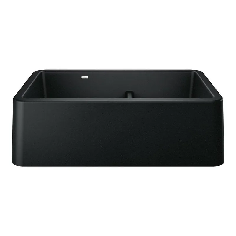 BLANCO 402525 Ikon 33 x 19 in No Hole Granite Composite Double Bowl Farmhouse Kitchen Sink in Coal Black