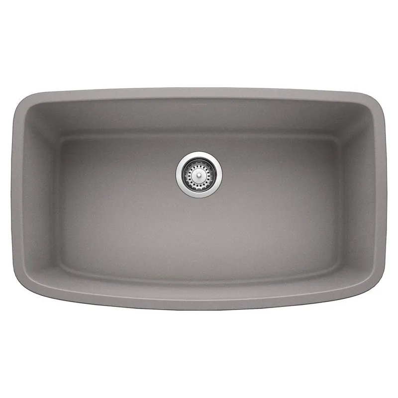 Blanco 441775 Valea 32 x 19 in No Hole Composite Single Bowl Undermount Kitchen Sink in Metallic Grey