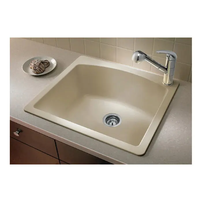 BLANCO 441280 Diamond 25 x 22 in. 1 Hole Composite Single Bowl Dual Mount Kitchen Sink in Truffle