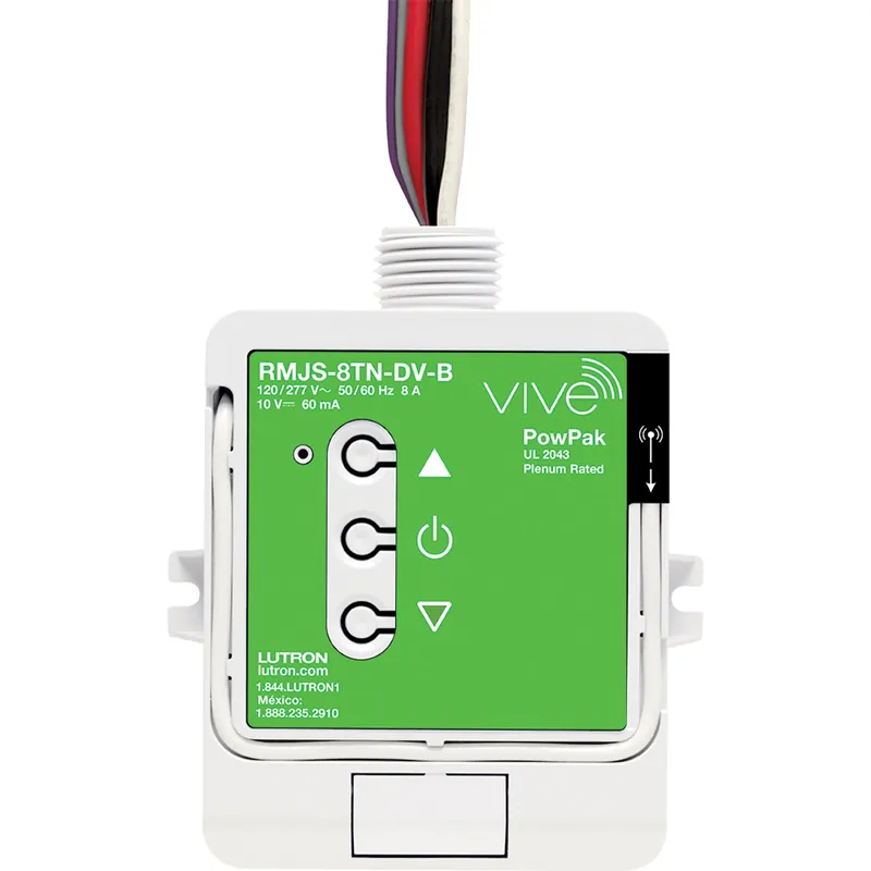 Lutron RMJS-8TN-DV-B Vive PowPak Dimming Module 120/277 VAC 434 MHz