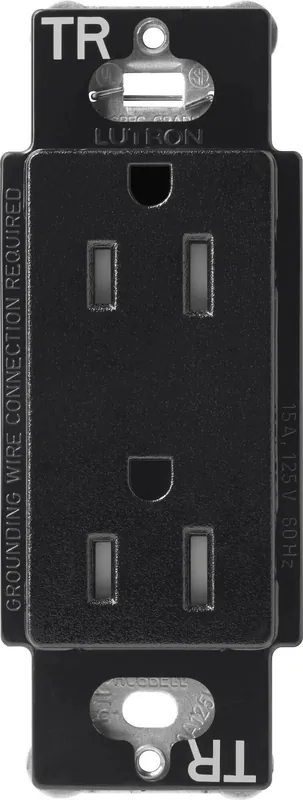 Lutron SCRS-15-TR-MN Claro Tamper-Resistant Duplex Receptacle, 15 Amp, Midnight