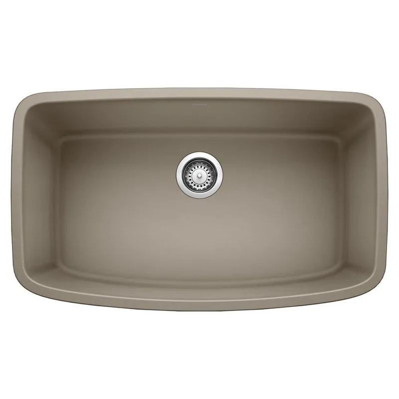 BLANCO 441772 Valea 32 x 19 in No Hole Composite Single Bowl Undermount Kitchen Sink in Truffle