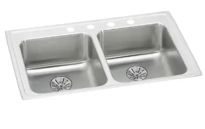 Elkay LRAD292265PD2 Lustertone Classic Stainless Steel 29 x 22 x 6-1/2 2-Hole Equal Double Bowl Drop-in ADA Sink with Perfect Drain