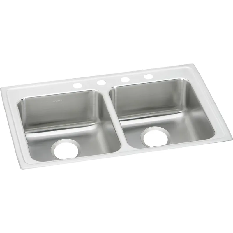 Elkay LRAD3321500 Lustertone Classic Stainless Steel 33 x 21-1/4 x 5 Equal Double Bowl Drop-in ADA Sink