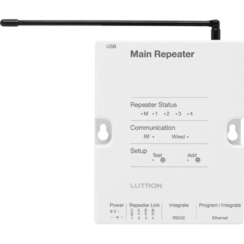 Lutron RR-MAIN-REP-WH RadioRA 2 Enhancement and Interface 120V Main Repeater with Astronomic Timeclock RS232 and Ethernet Ports