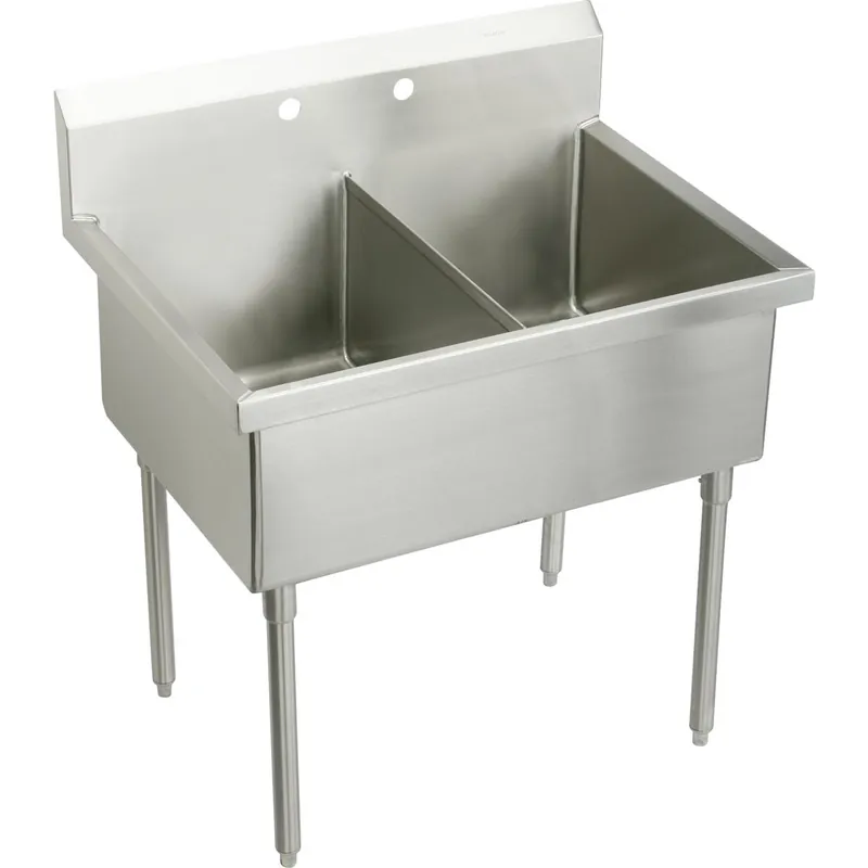Elkay SS82602 Sturdibilt Stainless Steel 63 x 27-1/2 x 14 Double Compartment Scullery Sink