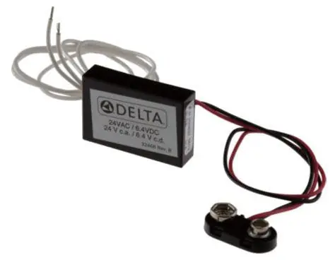Delta Faucet 060683A 18 L Wire 12 to 24 VAC/VDC Input 6.4 VDC Output Hardwire Converter