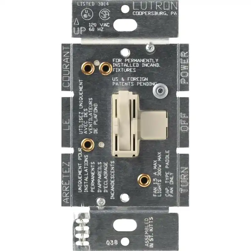 Lutron AY2-LFSQ-LA Ariadni Fan/Light Control, 120V/1.5A/300W