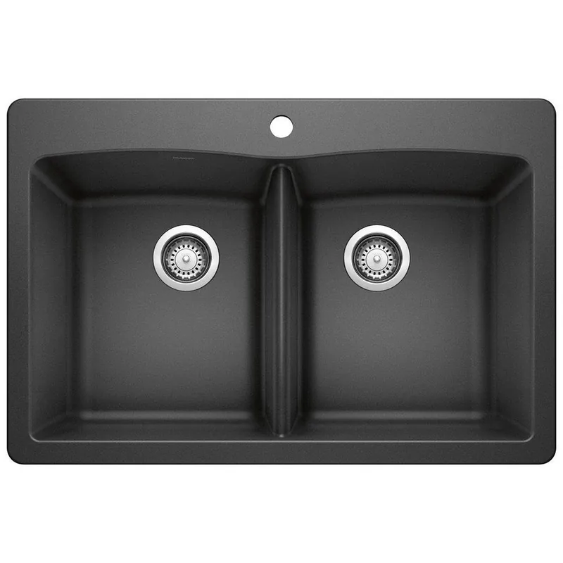 BLANCO 440220 DIAMOND Kitchen Sink, SILGRANIT II, 33 in W x 22 in D, Dual Mount, Granite, Anthracite