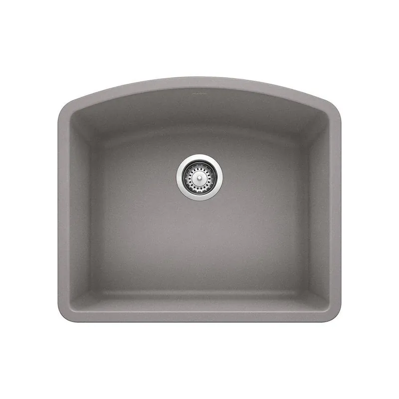 BLANCO 440173 Diamond 24 x 20-13/16 in No Hole Composite Single Bowl Undermount Kitchen Sink in Metallic Grey