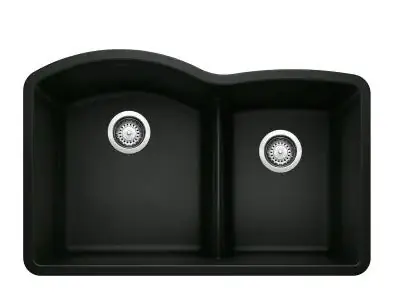 Blanco 442910 Diamond 1-3/4 Double Bowl Kitchen Sink with Low Divide - Coal Black