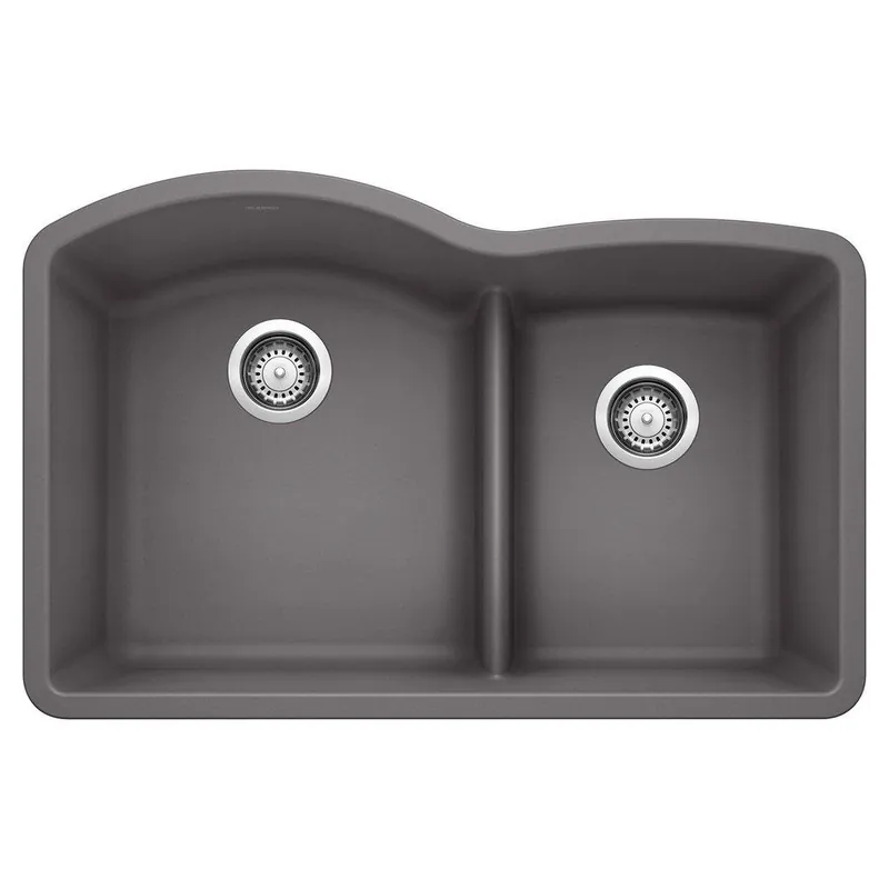 Blanco 441591 Diamond 1-3/4 Double Bowl Kitchen Sink with Low Divide - Cinder