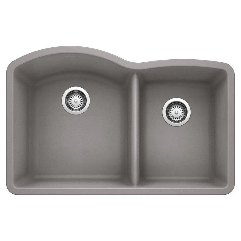 BLANCO 440178 Diamond 1-3/4 Double Bowl Kitchen Sink - Metallic Gray