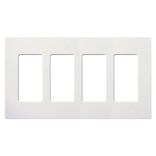 Lutron CW-4-WH Claro 4-Gang Screwless Wall Plate, White