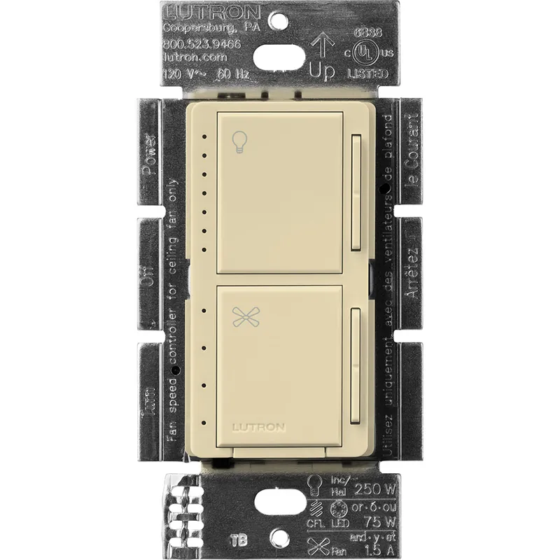 Lutron MACL-LFQ-IV 1-Pole Fan/Light Control, 120 VAC, 1.5 A, 4-Speed/Quiet Operational Mode, MACL-LFQ-IV