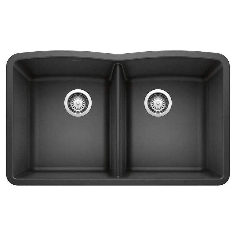 BLANCO 440184 Diamond 32 x 19-1/4 in. No Hole Composite Double Bowl Undermount Kitchen Sink in Anthracite