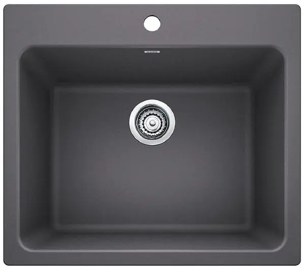 Blanco 401923 Laundry Sink, Liven Silgranit, 25 in W x 22 in H, Dual Mount, Cinder
