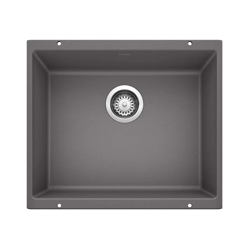 BLANCO 519049 Precis 20-87/100 x 18-11/100 in. No Hole Composite Single Bowl Undermount Kitchen Sink in Cinder
