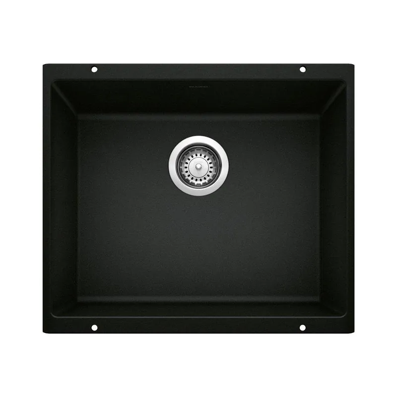 BLANCO 442933 Precis 20-3/4 x 18 in. No Hole Granite Composite Single Bowl Undermount Kitchen Sink in Coal Black