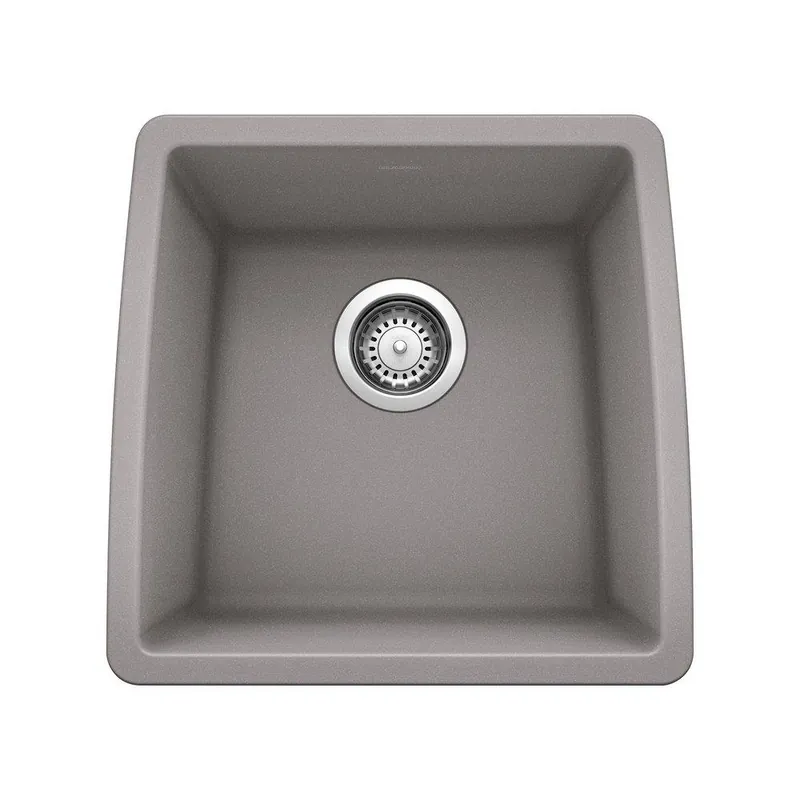Blanco 440082 Performa 17-1/2 x 17 in. Single Bowl Undermount Bar Sink No Hole Metallic Gray