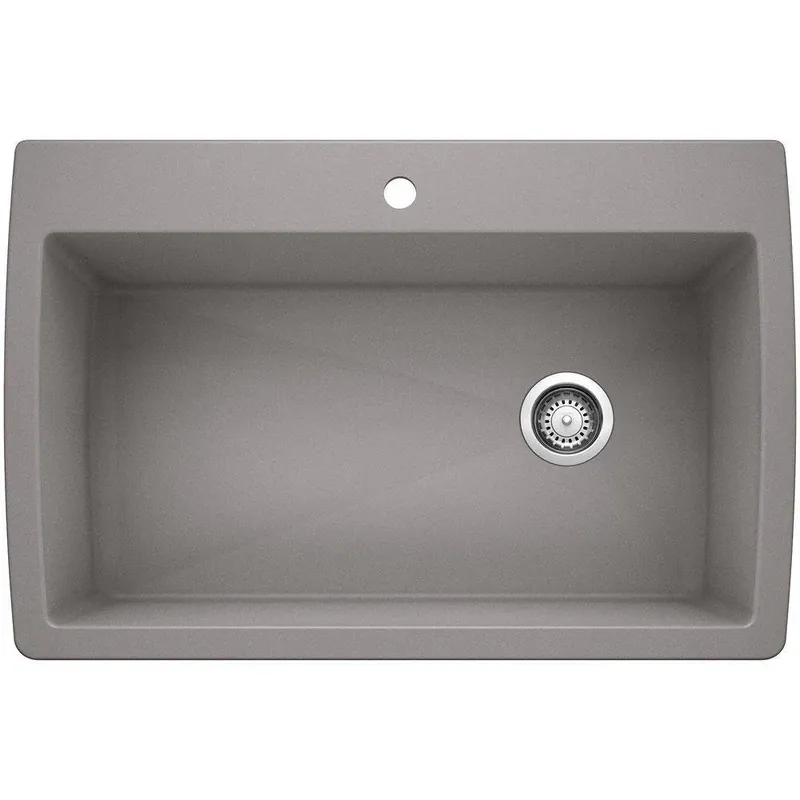 Blanco 440193 Diamond 33-1/2 x 22 in. 1 Hole Composite Single Bowl Dual Mount Kitchen Sink in Metallic Gray