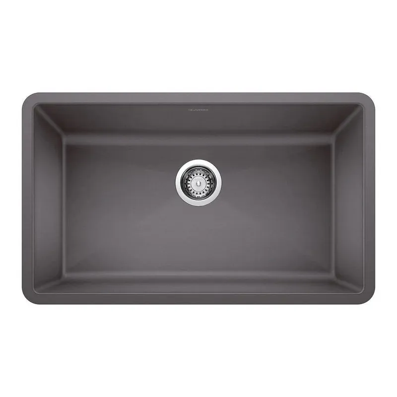 BLANCO 441478 Precis 32 x 19 in. No Hole Granite Composite Single Bowl Undermount Kitchen Sink in Cinder