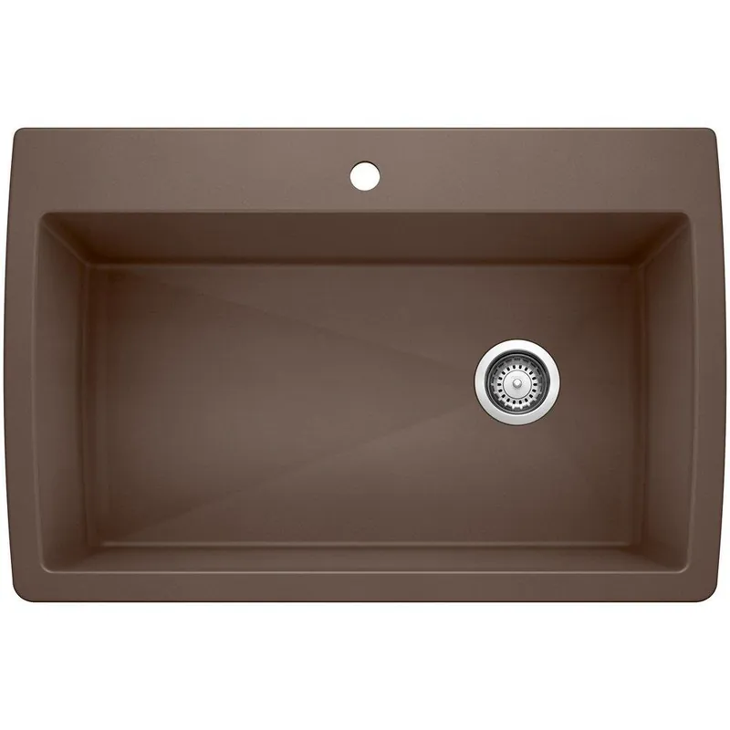 BLANCO 440192 Diamond 33-1/2 x 22 in. 1 Hole Composite Single Bowl Dual Mount Kitchen Sink in Cafe Brown