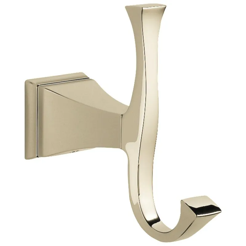Delta Faucet 75135-PN Dryden 2-Hook Robe Hook in Brilliance Polished Nickel