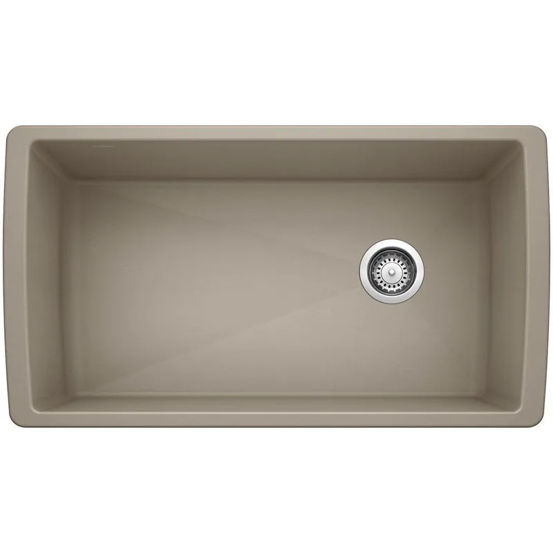 BLANCO 441765 Diamond 32-1/2 x 18-1/2 in. No-Hole Composite Single Bowl Undermount Kitchen Sink in Truffle