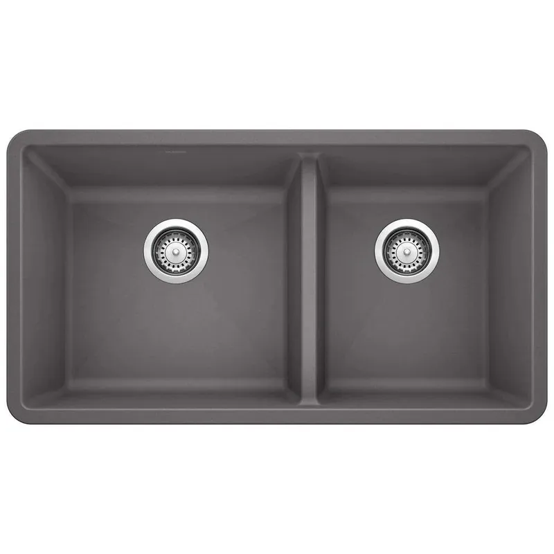 BLANCO 441479 Precis 1-3/4 Double Bowl Kitchen Sink - Cinder