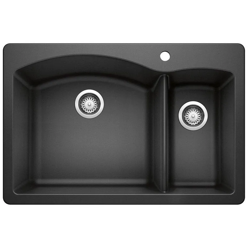 BLANCO 440199 Diamond 33 x 22 in 1 Hole Composite Double Bowl Dual Mount Kitchen Sink in Anthracite