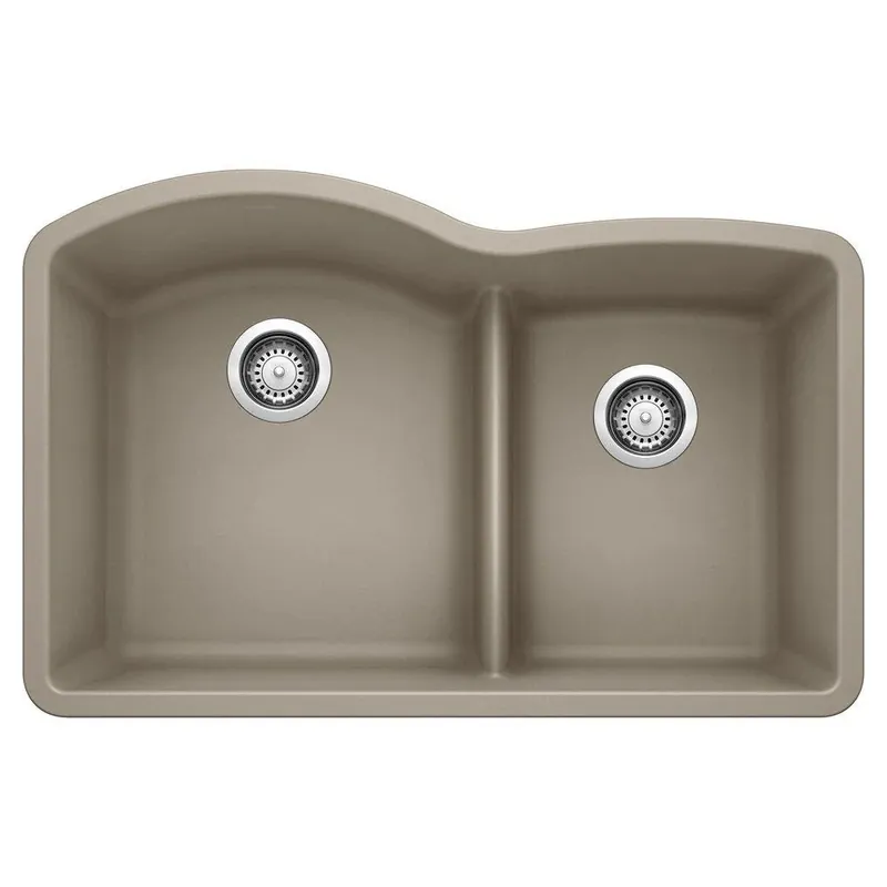 Blanco 441596 Diamond 1-3/4 Double Bowl Kitchen Sink with Low Divide - Truffle